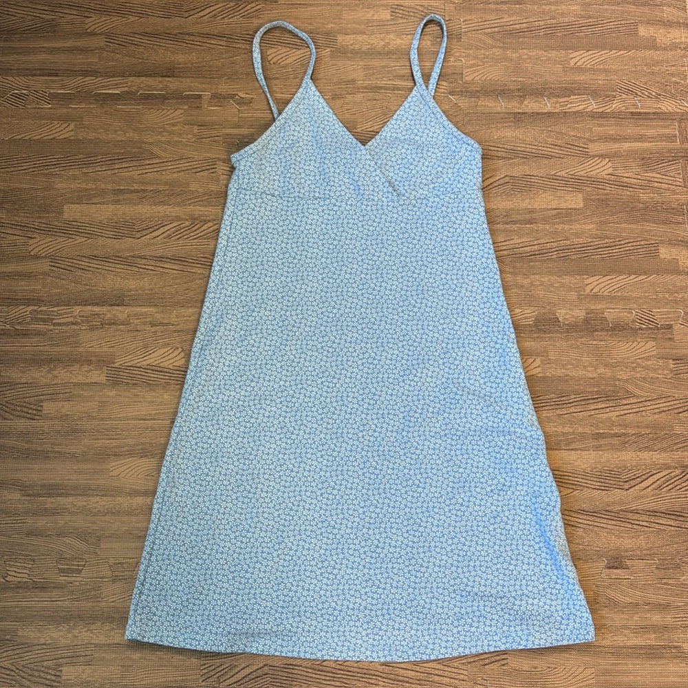 BRANDY MELIVLE - BRLUE FLROAL SKINNY STRAPPS DRESS